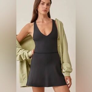Reformation Black V-Neck Eco Move Active Dress